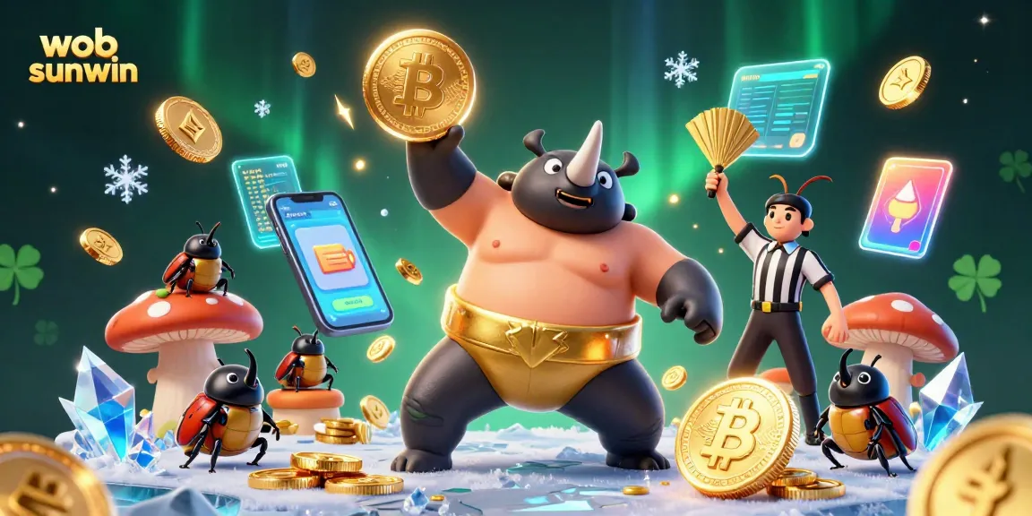 Experience the thrill of the web sunwin with a cute beetle betting scene filled with coins and crypto